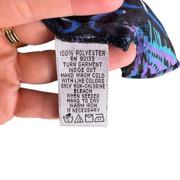 Bob Mackie Blue Purple Print Sheer Chiffon Sleeveless Western Layering Vest - Picture 10 of 10